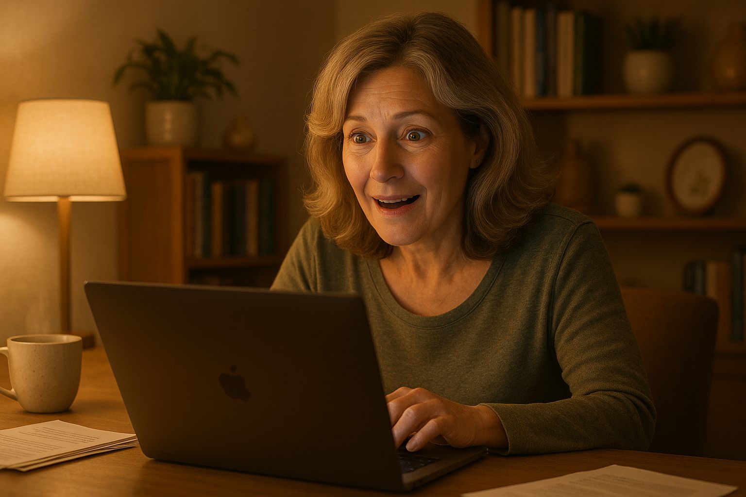 Woman researching on computer
