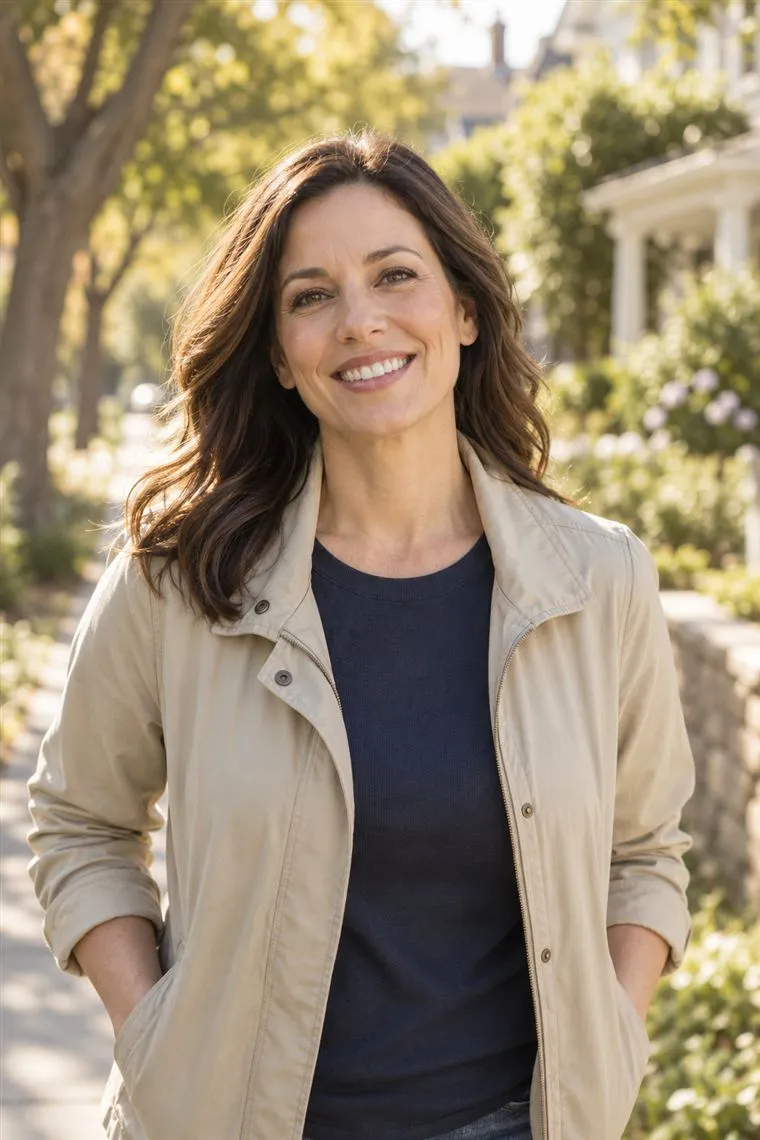 A smiling woman on a morning walk
