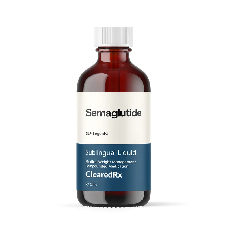 ClearedRx compounded semaglutide sublingual liquid bottle
